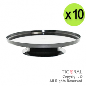 BANDEJA REDONDA CON PIE NEGRO PLASTICO 26.5 CM X 10